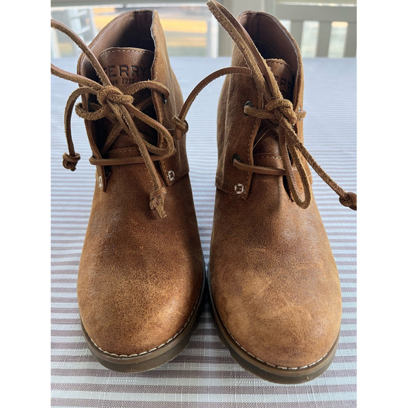Sperry Top Sider Shoes - Sperry Women's Harlow Burnished brown Leather Wedge Bootie, size 8.5
